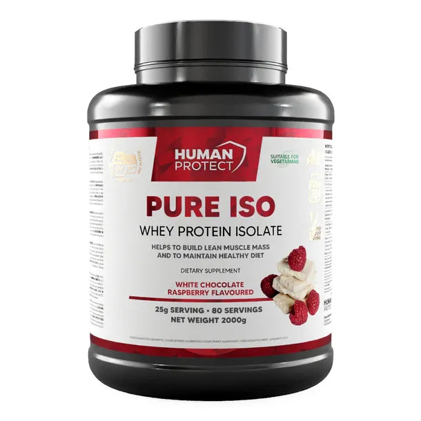 Human Protect Pure Iso 2 kg — izolat białka serwatkowego WPI o smaku Białej czekolady z Maliną - ZdroweTO.pl