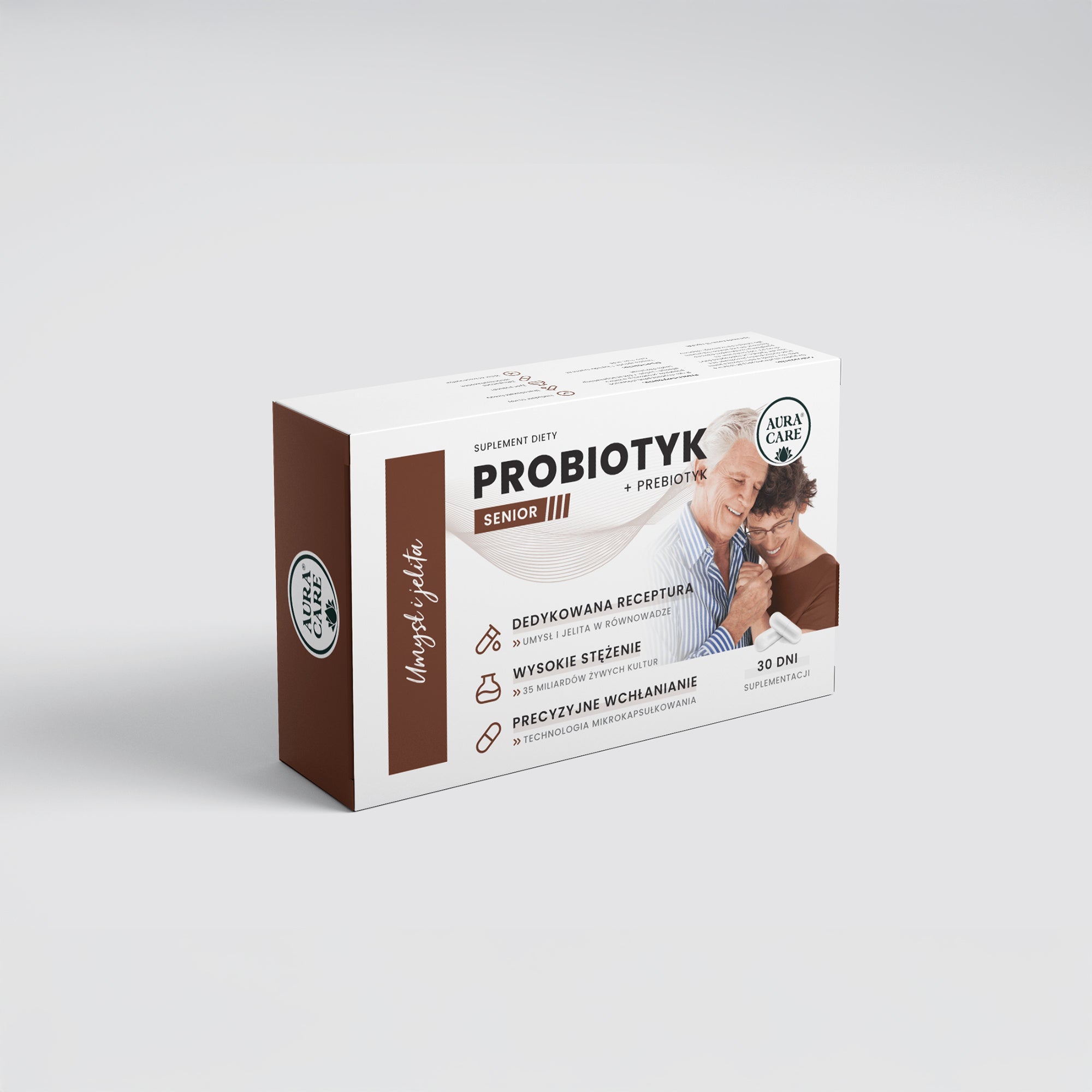 Aura Care Umysł i Jelita SENIOR Probiotyk + Prebiotyk 35 miliardów CFU - 30 kapsułek - ZdroweTO.pl