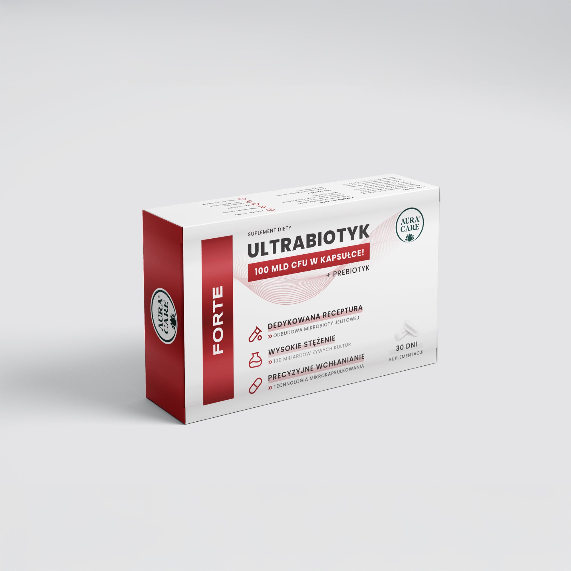 Aura Care Ultrabiotyk FORTE Probiotyk + prebiotyk 30 kaps100 mil. CFU - ZdroweTO.pl